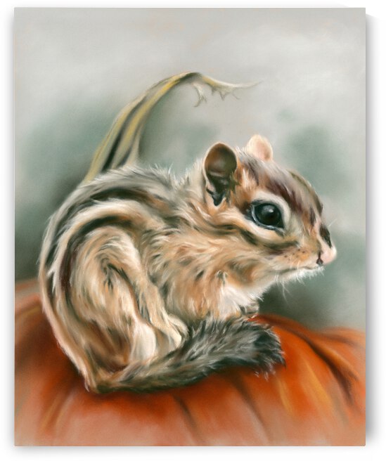 Chipmunk Sitting on a Pumpkin by MM Anderson