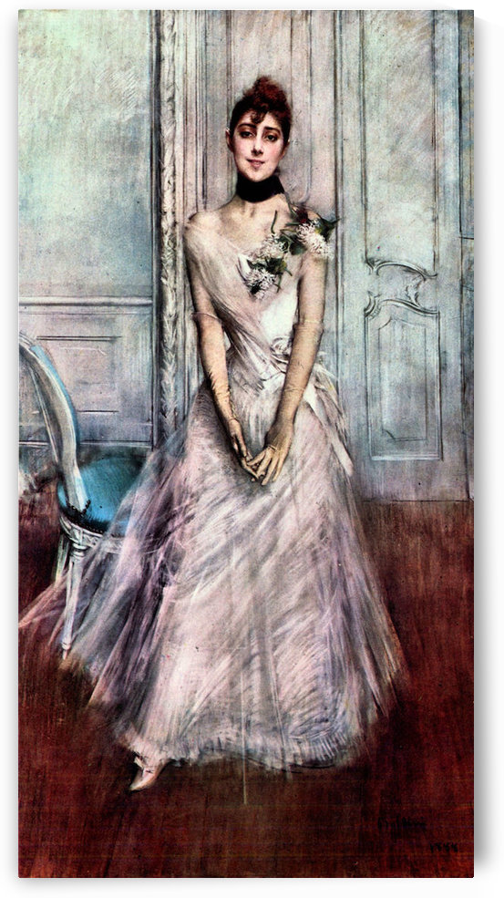 White pastel picture by Giovanni Boldini