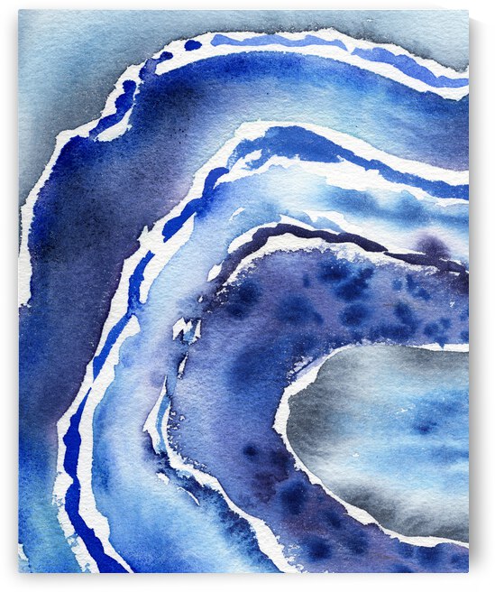 Blue Agate Wave Watercolor Abstract  by Irina Sztukowski