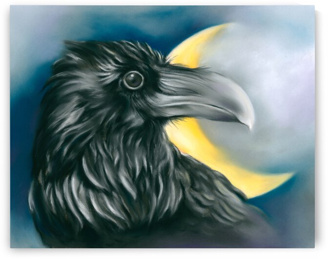 Raven and Crescent Moon by MM Anderson