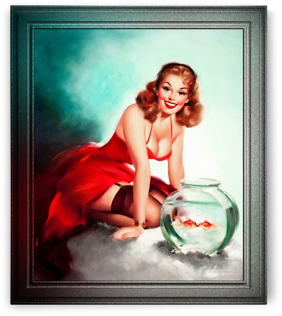 Kissing Fish by Edward Runci Pin-Up Girl Vintage Art by xzendor7