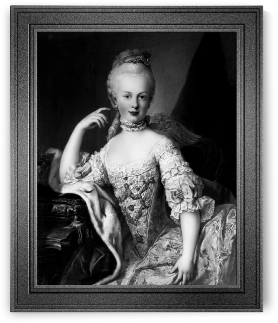 Maria Antoniette of Austria by Martin van Meytens Black and White Xzendor7 Old Masters Art Reproductions by xzendor7