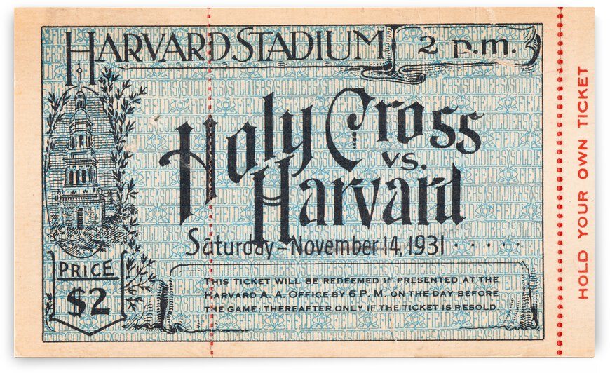 1931 Holy Cross vs. Harvard by Row One Brand
