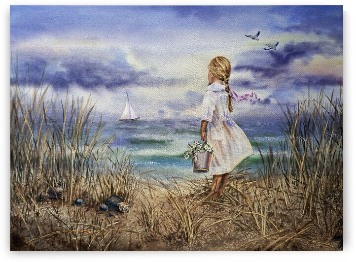 Girl At The Ocean Beach Art Painting by Irina Sztukowski