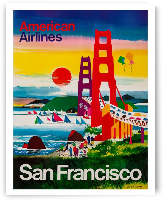 American Airlines Vintage Travel Poster San Francisco by VINTAGE POSTER