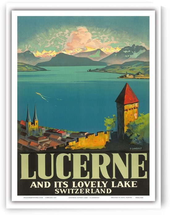 Lucerne and its lovely lake Switzerland travel poster by VINTAGE POSTER