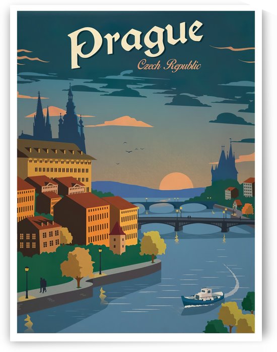 Prague Czech Republic travel poster by VINTAGE POSTER