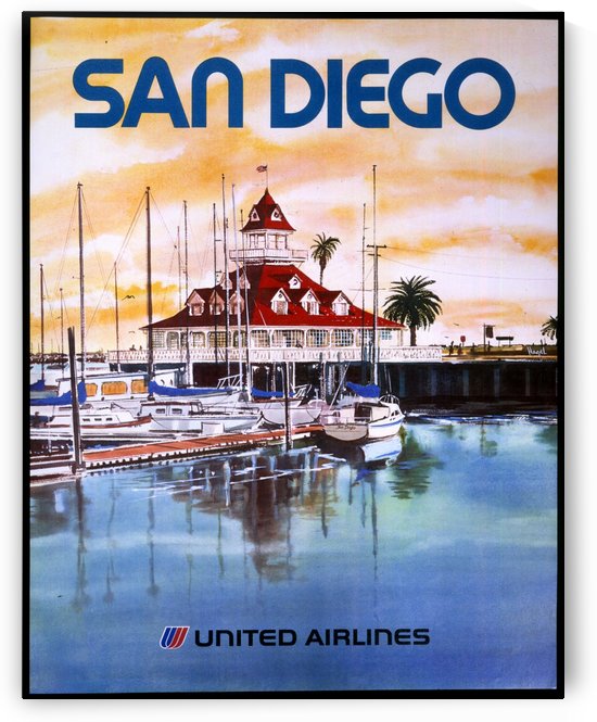 United Airlines San Diego travel poster by VINTAGE POSTER