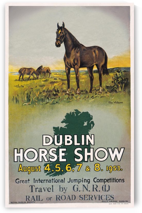 Irish Art Travel Railway Poster, Dublin Horse Show, Ireland by VINTAGE POSTER