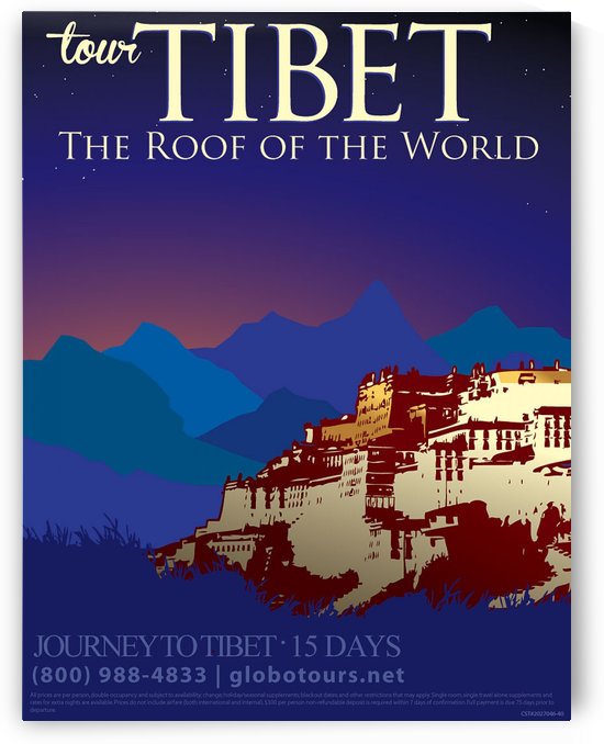 Tibet the roof of the world travel poster by VINTAGE POSTER