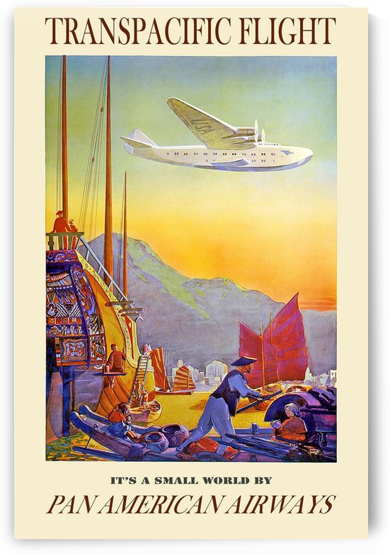 Transpacific flight Pan American Airways by VINTAGE POSTER