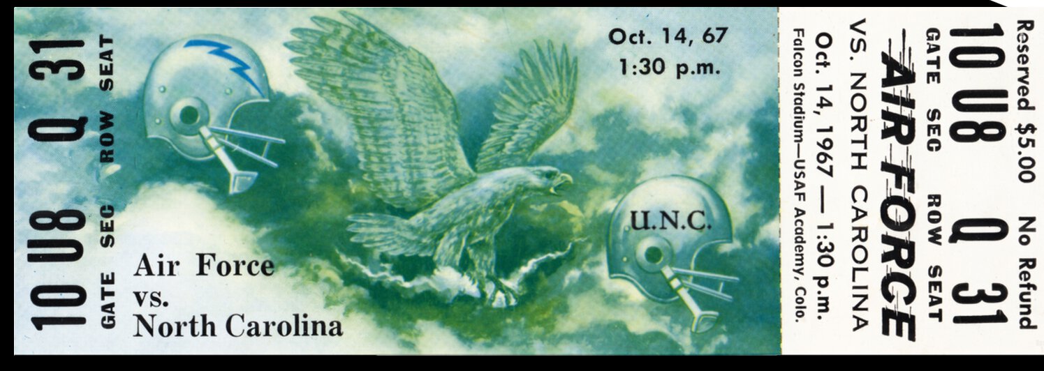 1967 Air Force Falcons vs. UNC Tar Heels Football Ticket Print by Row One Brand