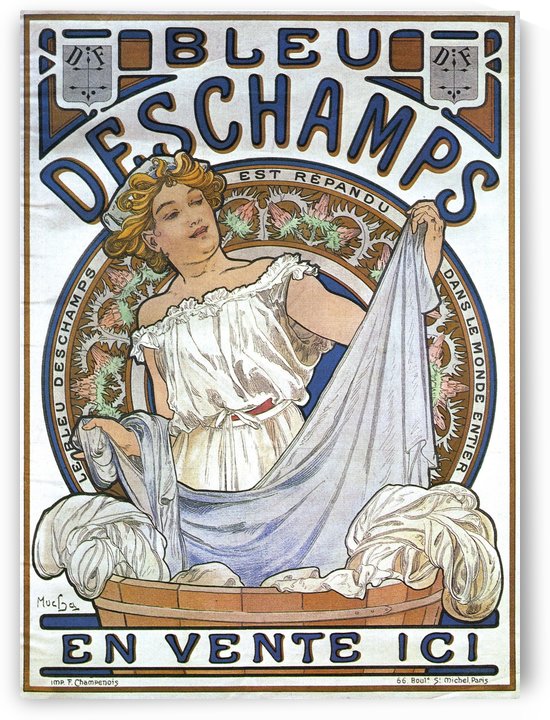 Bleu Deschamps Alphonse Mucha Art Nouveau Vintage Poster 1897 by VINTAGE POSTER