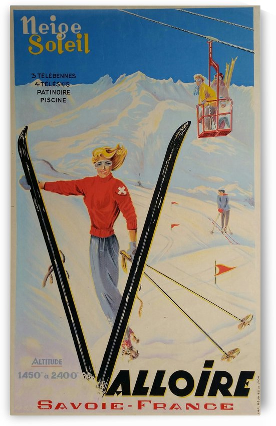 Original vintage poster ski Valloire Savoie France Neige Soleil by VINTAGE POSTER