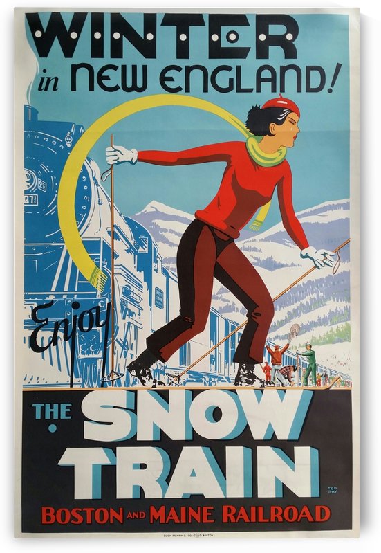 Winter in New England The snow train travel poster by VINTAGE POSTER