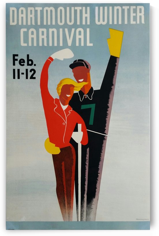 Affiche originale ski Dartmouth winter carnival February 11-12 Armsheimer by VINTAGE POSTER