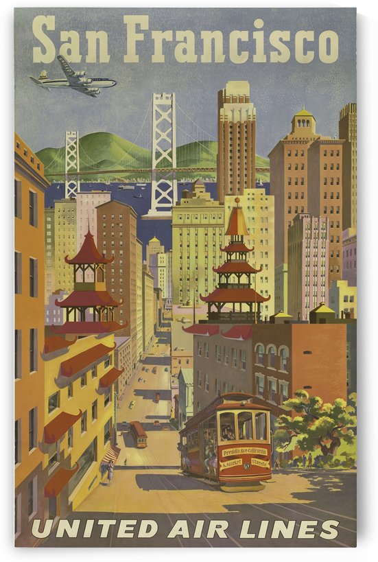 San Francisco United Air Lines vintage travel poster by VINTAGE POSTER