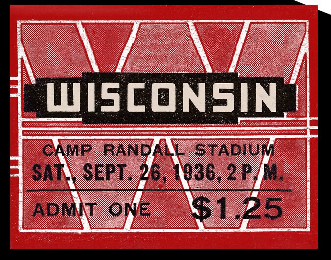 1936 Wisconsin Badgers Football Ticket Remix Art  by Row One Brand