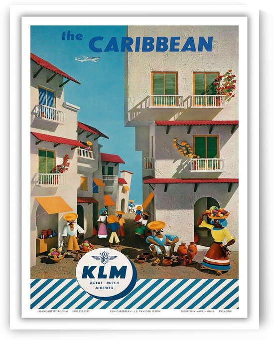 KLM Caribbean travel poster by VINTAGE POSTER