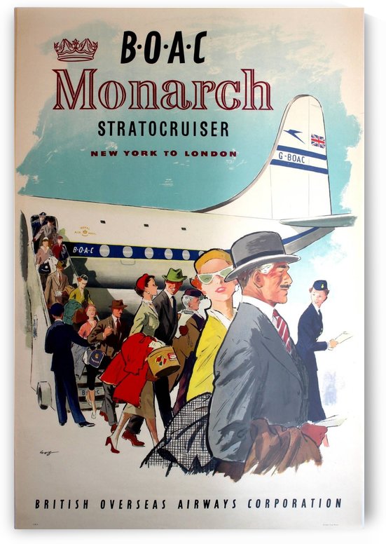BOAC Monarch Stratocruiser New York - London Original Travel Advertising Poster by VINTAGE POSTER