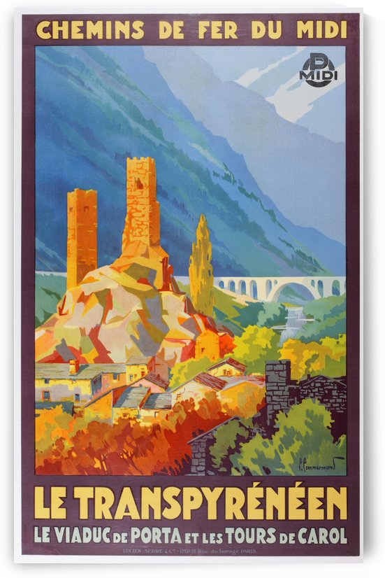 Transpyreneen original France Railway poster by VINTAGE POSTER