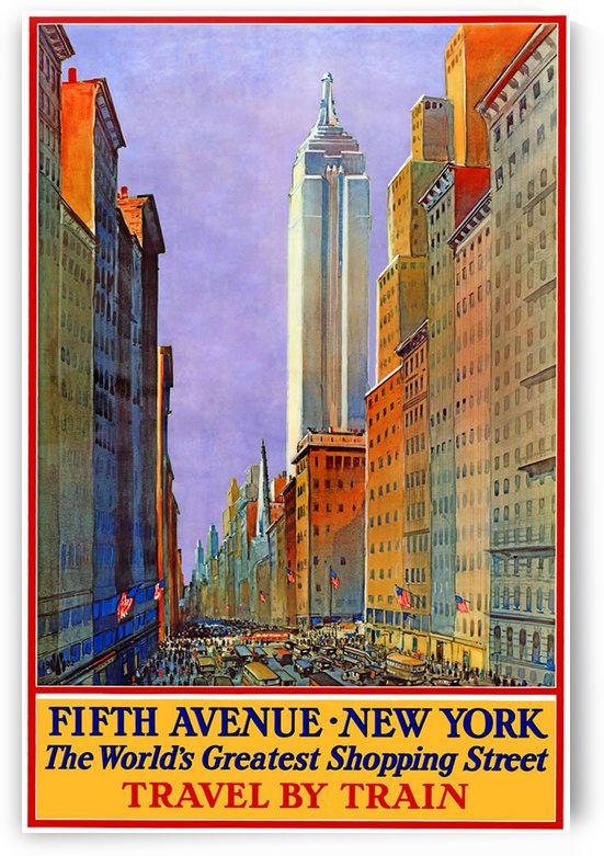 Fifth Avenue New York World Greatest Shopping Street travel poster by VINTAGE POSTER