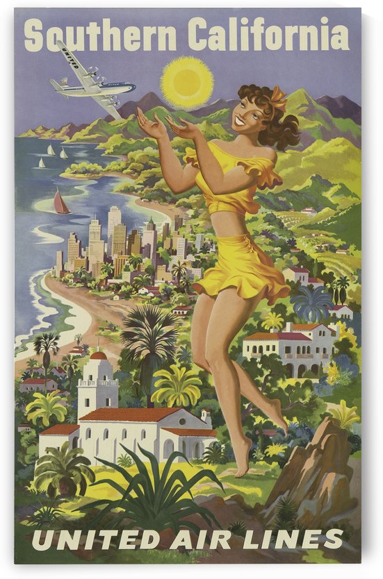 Southern California United Air Lines travel poster by VINTAGE POSTER