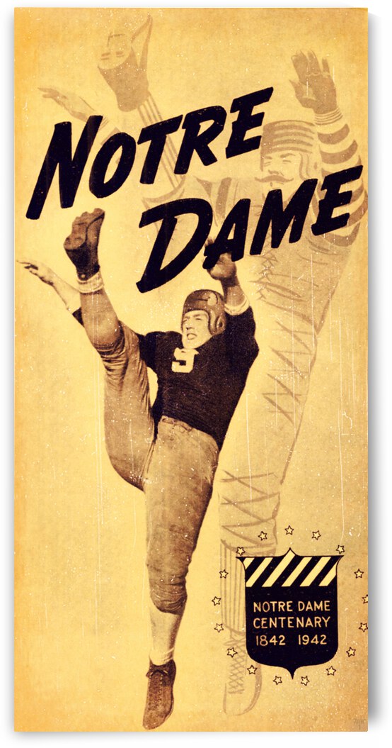 1942 Vintage Notre Dame Football Art by Row One Brand