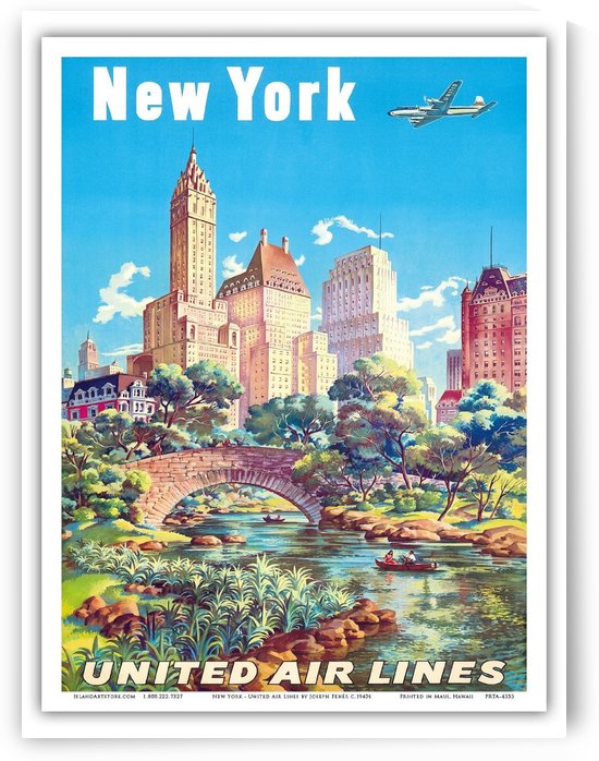 New York United Air Lines travel poster by VINTAGE POSTER