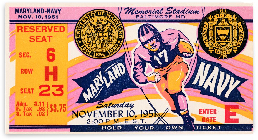 1951 Maryland Terrapins vs. Navy by Row One Brand