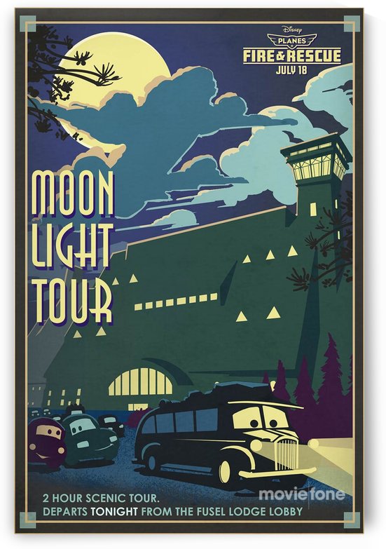 Vintage concept art poster for Moonlight Tours by VINTAGE POSTER