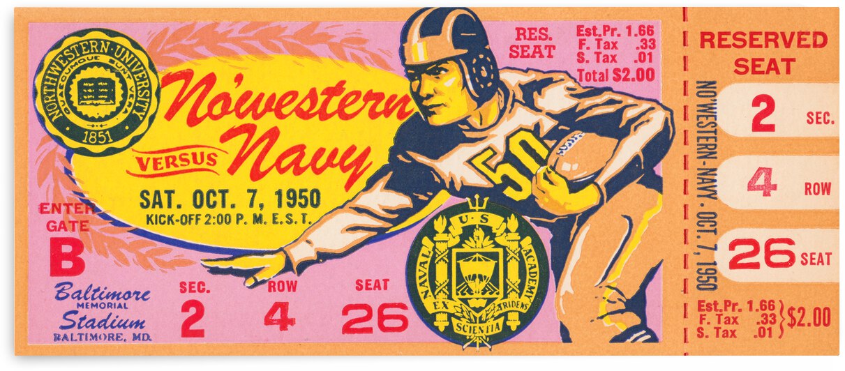 1950 Northwestern vs. Navy by Row One Brand
