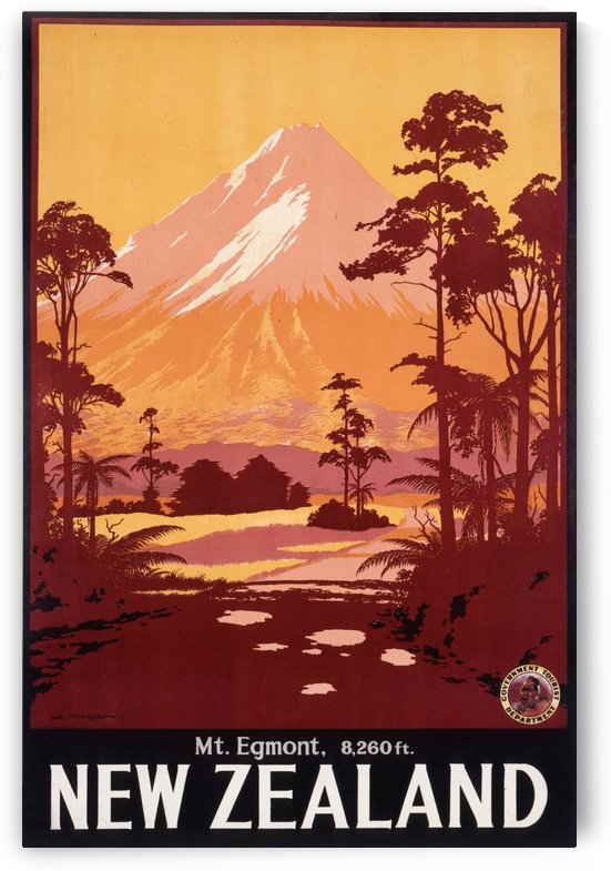 New Zealand Mount Egmont travel poster by VINTAGE POSTER