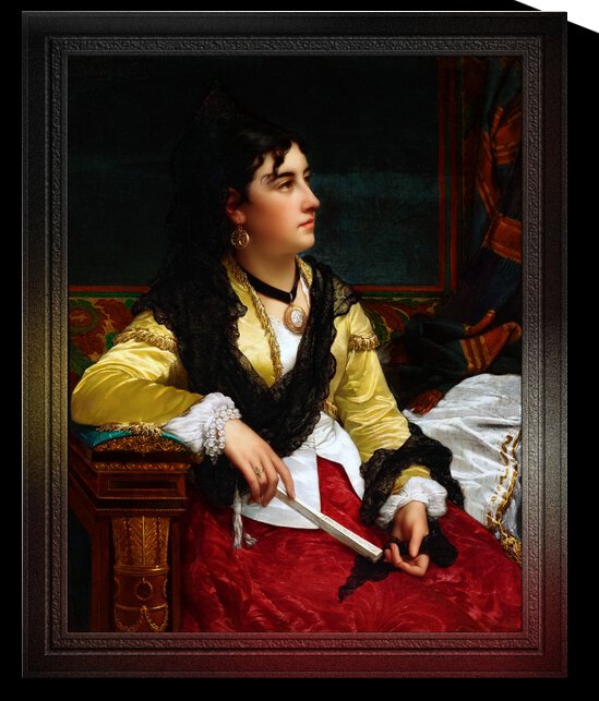 Portrait Of A Noblewoman Holding A Fan by Jan Frederik Pieter Portielje Classical Fine Art Xzendor7 Old Masters Reproductions by xzendor7