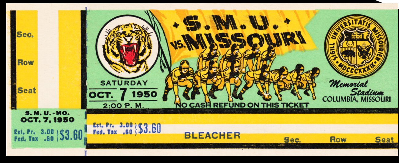 1950 Missouri Tigers vs. SMU Mustangs by Row One Brand