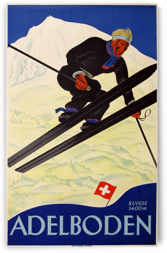 Adelboden Vintage Swiss Poster by VINTAGE POSTER
