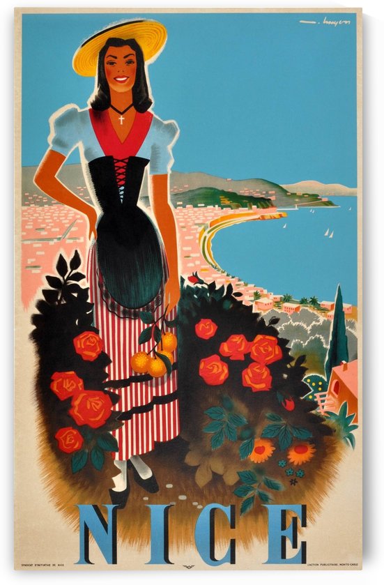 Nice, French Riviera Original Vintage 1950 Travel Poster by VINTAGE POSTER