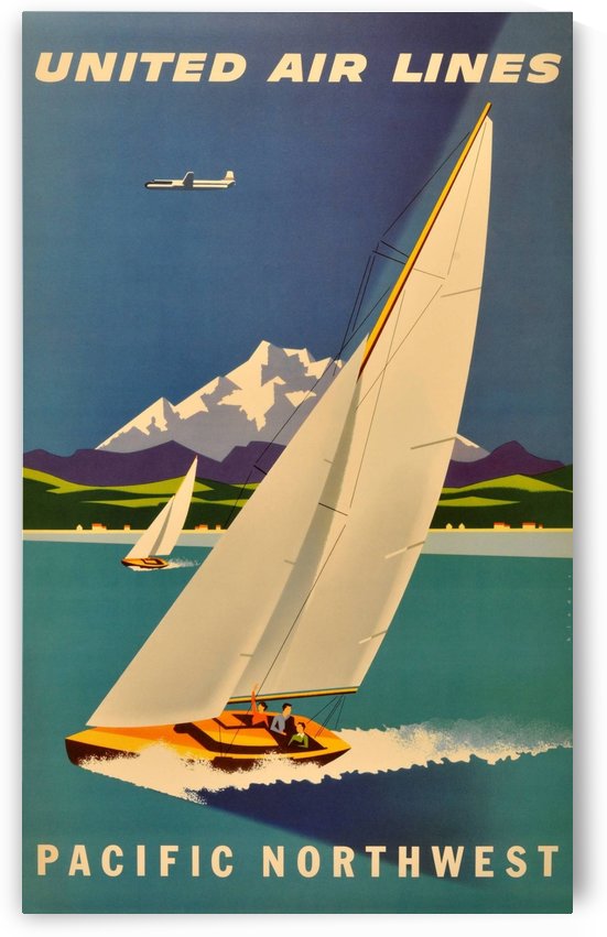 Original vintage travel advertising poster for United Airlines Pacific Northwest by VINTAGE POSTER