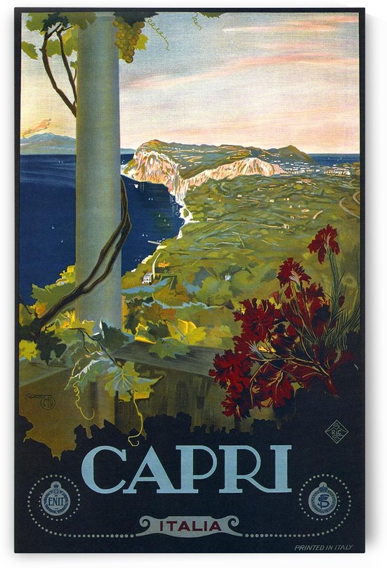 Blue Vintage Travel Poster for Capri Italia by VINTAGE POSTER