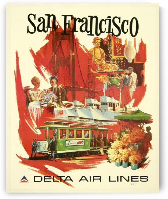 San Francisco Delta Air Lines travel poster by VINTAGE POSTER