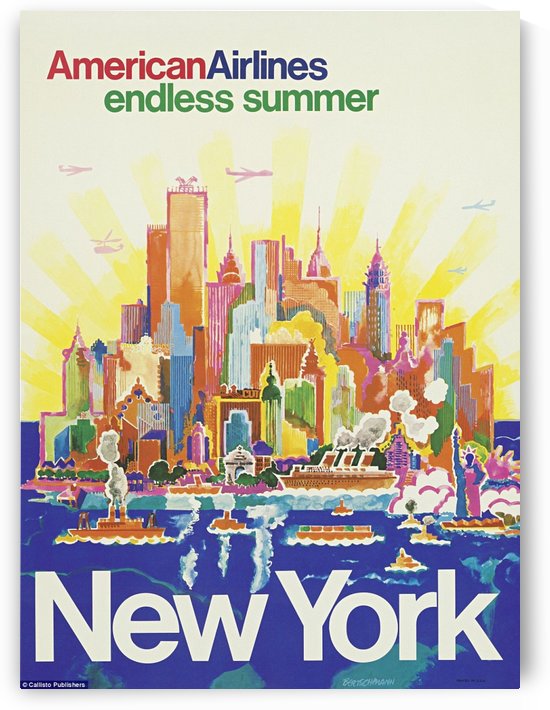 New York American Airlines endless summer travel poster by VINTAGE POSTER