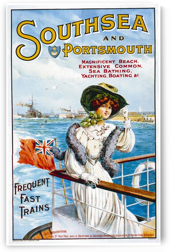 Southsea and Portsmouth Frequend Fast Trains poster by VINTAGE POSTER