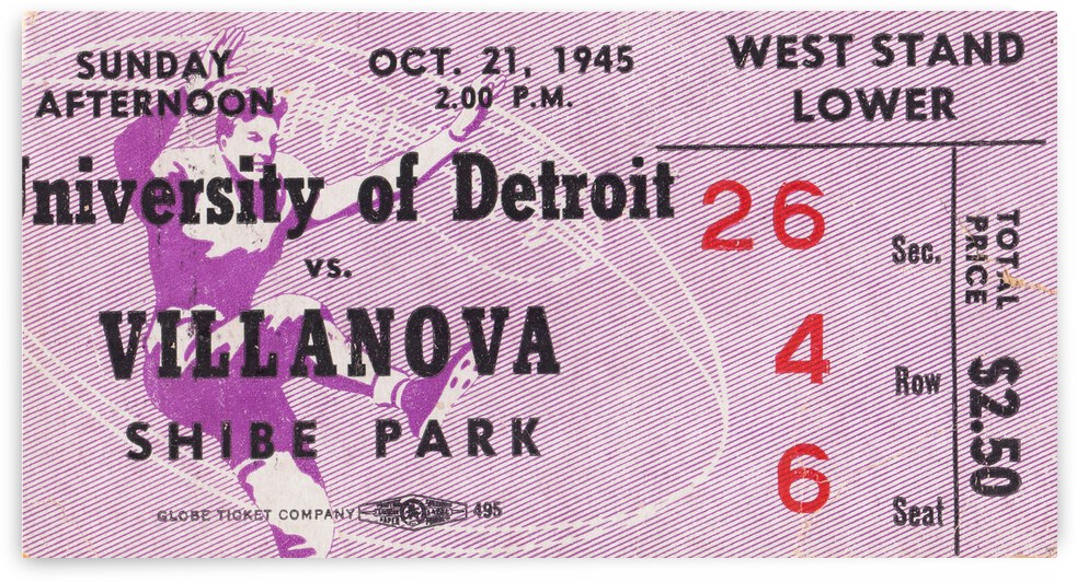 1945 Detroit Titans vs. Villanova Wildcats by Row One Brand