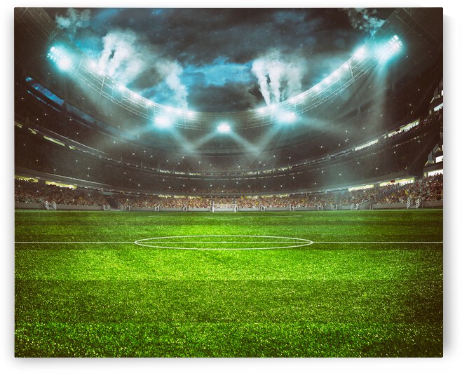 football stadium with stands full fans waiting night game by GrapyArt