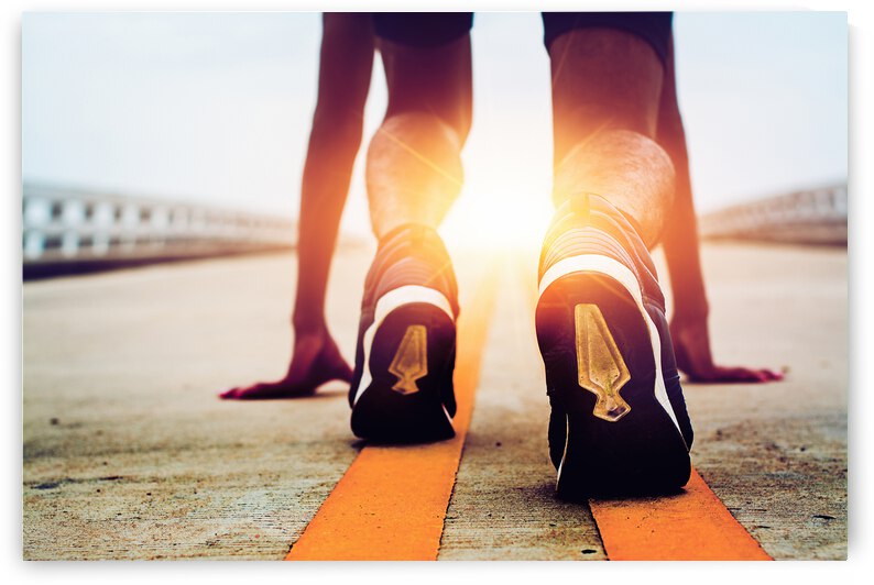 athletes are starting road with morning sunshine by GrapyArt