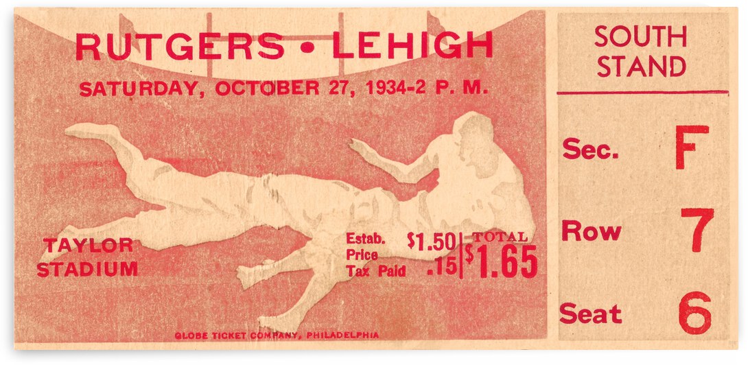 1934 Rutgers Queensmen vs. Lehigh  by Row One Brand