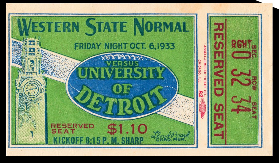 1933 Western State Normal School vs. Detroit Titans by Row One Brand