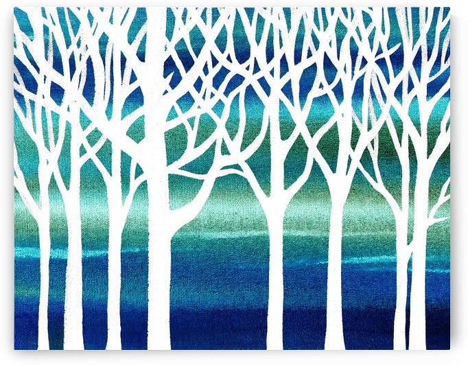 White And Teal Forest by Irina Sztukowski