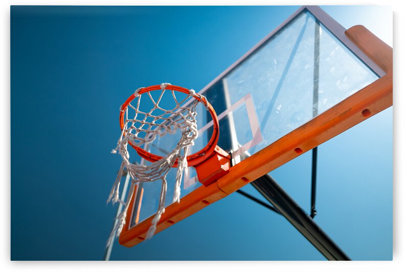 basketball hoop close up outdoors blue sky background by GrapyArt