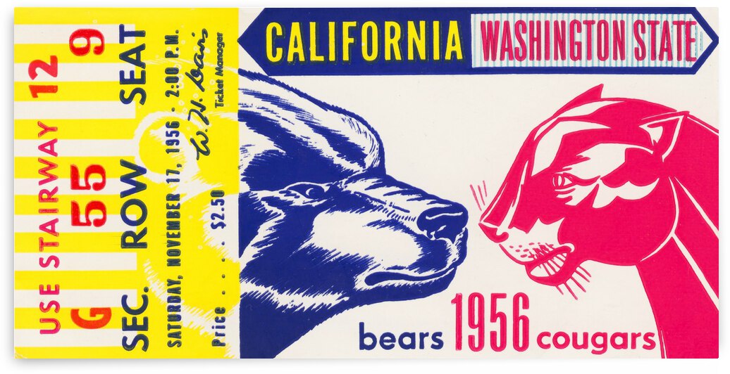 1956 Washington State Cougars vs. Cal Bears by Row One Brand